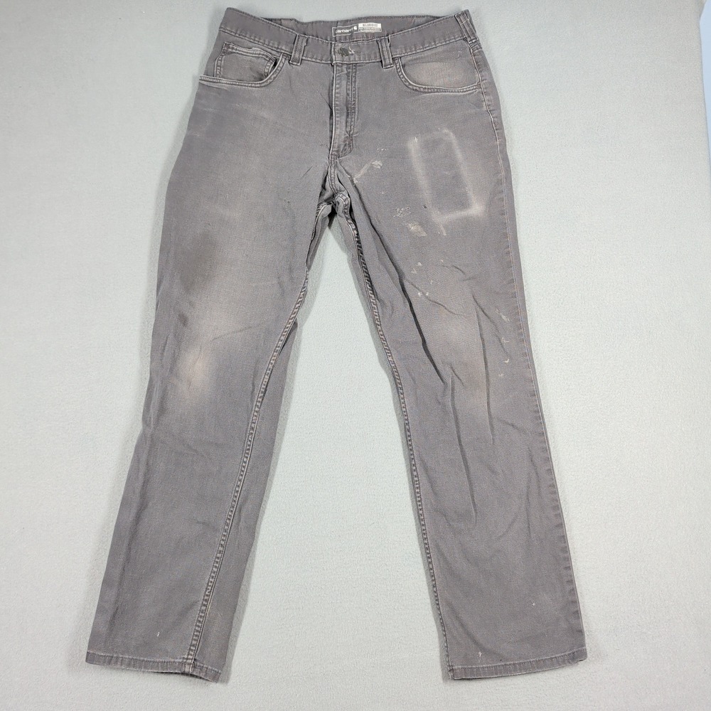 Carhartt Work Pant Mens 34x32 Gray‎ Rugged Flex Relaxed Fit BN2517-M 5-Pocket